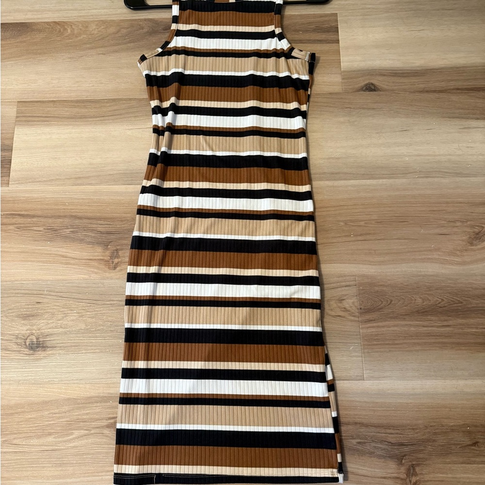 Black, Brown and White Bodycon Dress